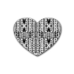 Creative Retro Black And White Abstract Vector Designs By Kiekie Strickland Heart Coaster (4 Pack)  by flipstylezfashionsLLC