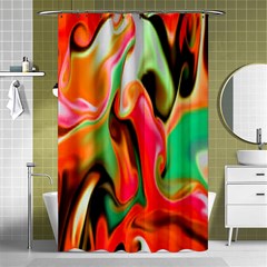 Catch The Waves Smoky Red Orange Haze  Shower Curtain 48  X 72  (small)  by flipstylezfashionsLLC