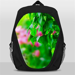 Green Birch Leaves, Pink Flowers Backpack Bag by FunnyCow