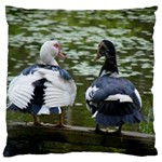 Muscovy Ducks at the Pond Large Flano Cushion Case (Two Sides) Back