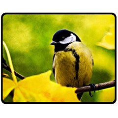 Tomtit Bird Dressed To The Season Fleece Blanket (medium)  by FunnyCow