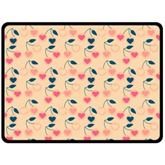 Heart Cherries Cream Fleece Blanket (large)  by snowwhitegirl