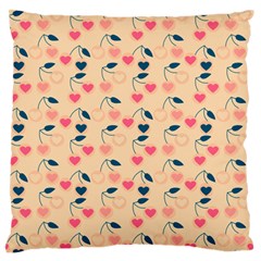 Heart Cherries Cream Large Flano Cushion Case (one Side) by snowwhitegirl