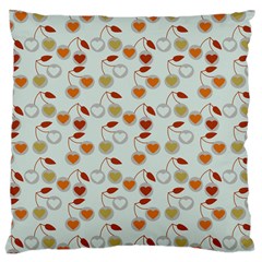 Heart Cherries Grey Large Cushion Case (one Side) by snowwhitegirl