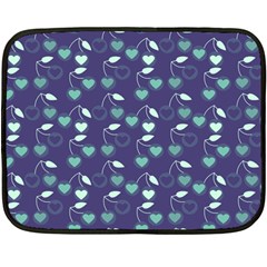 Heart Cherries Blue Double Sided Fleece Blanket (mini)  by snowwhitegirl