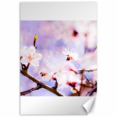 Pink Sakura Purple Background Canvas 12  X 18   by FunnyCow