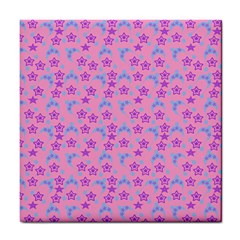 Pink Star Blue Hats Tile Coasters by snowwhitegirl