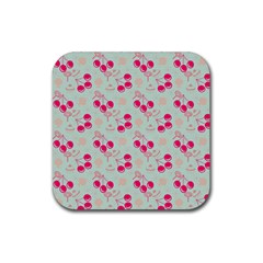 Bubblegum Cherry Rubber Coaster (square)  by snowwhitegirl