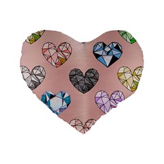 Gem Hearts And Rose Gold Standard 16  Premium Heart Shape Cushions by NouveauDesign