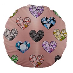 Gem Hearts And Rose Gold Large 18  Premium Flano Round Cushions by NouveauDesign