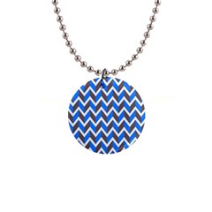 Zigzag Chevron Pattern Blue Grey Button Necklaces by snowwhitegirl