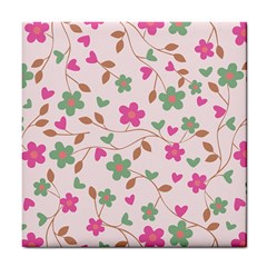 Pink Vintage Flowers Tile Coasters by snowwhitegirl