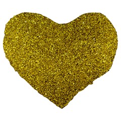 Gold  Glitter Large 19  Premium Flano Heart Shape Cushions by snowwhitegirl