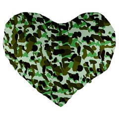 Brownish Green Camo Large 19  Premium Flano Heart Shape Cushions by snowwhitegirl