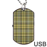 Yellow Plaid Dog Tag USB Flash (One Side) Front