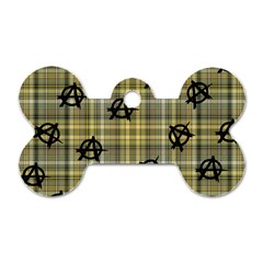 Yellow Plaid Anarchy Dog Tag Bone (one Side) by snowwhitegirl