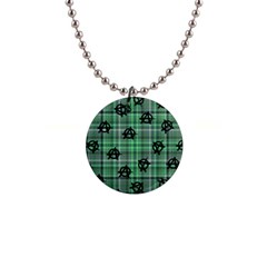 Green  Plaid Anarchy Button Necklaces by snowwhitegirl