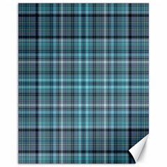 Teal Plaid Canvas 11  X 14   by snowwhitegirl