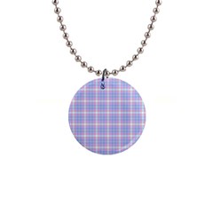 Pink Blue Plaid Button Necklaces by snowwhitegirl