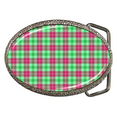 Pink Green Plaid Belt Buckles by snowwhitegirl