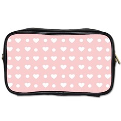 Hearts Dots Pink Toiletries Bag (two Sides) by snowwhitegirl