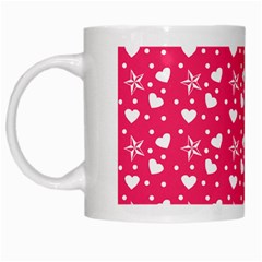 Hearts And Star Dot Pink White Mugs by snowwhitegirl