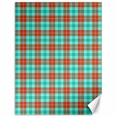 Aqua Orange Plaid Canvas 18  X 24   by snowwhitegirl