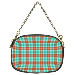 Aqua Orange Plaid Chain Purse (two Sides) by snowwhitegirl