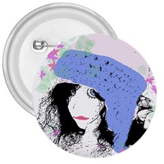 Girl With Hat 3  Buttons by snowwhitegirl