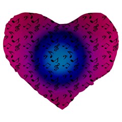 Pink Music Blue  Moon Large 19  Premium Flano Heart Shape Cushions by snowwhitegirl