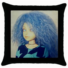 Blue Hair Boy Throw Pillow Case (black) by snowwhitegirl