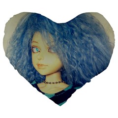 Blue Hair Boy Large 19  Premium Flano Heart Shape Cushions by snowwhitegirl