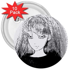 Girl 3  Buttons (10 Pack)  by snowwhitegirl