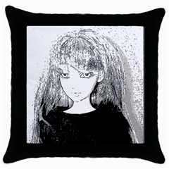 Girl Throw Pillow Case (black) by snowwhitegirl