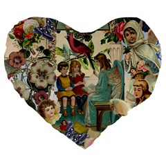 Angel Collage Large 19  Premium Flano Heart Shape Cushions by snowwhitegirl