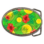 Orange Tropics Green Belt Buckles Front