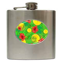 Orange Tropics Green Hip Flask (6 Oz) by snowwhitegirl