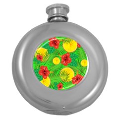 Orange Tropics Green Round Hip Flask (5 Oz) by snowwhitegirl