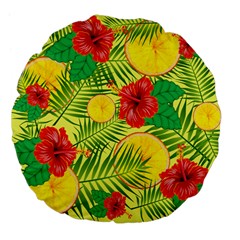 Orange Tropics Yellow Large 18  Premium Flano Round Cushions by snowwhitegirl