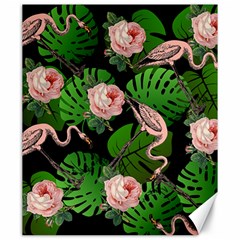 Flamingo Floral Black Canvas 20  X 24   by snowwhitegirl