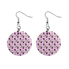 School Girl Pattern Pink Mini Button Earrings by snowwhitegirl