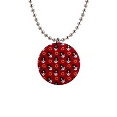 Girl With Dress Red Button Necklaces by snowwhitegirl