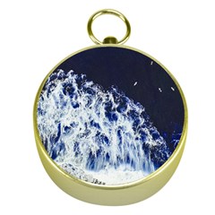 Blue Waves Sea Gold Compasses by snowwhitegirl