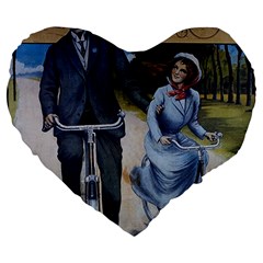 Couple On Bicycle Large 19  Premium Flano Heart Shape Cushions by vintage2030