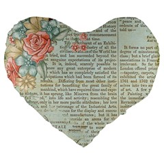 Rose Book Page Large 19  Premium Heart Shape Cushions by vintage2030