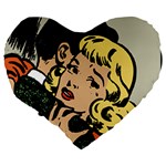 Hugging Retro Couple Large 19  Premium Heart Shape Cushions Back