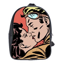 Retrocouplekissing School Bag (large) by vintage2030