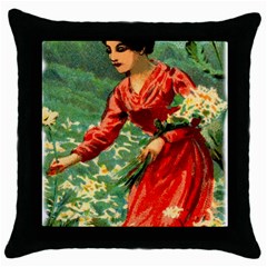 Lady 1334282 1920 Throw Pillow Case (black) by vintage2030