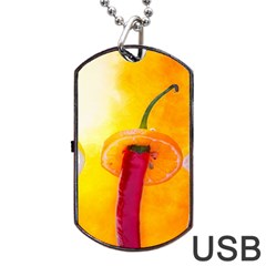 Three Red Chili Peppers Dog Tag Usb Flash (one Side) by FunnyCow