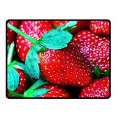 Red Strawberries Double Sided Fleece Blanket (small)  by FunnyCow